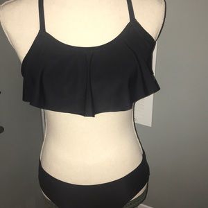 Cute Black Ruffle Bikini w/ Braided Back